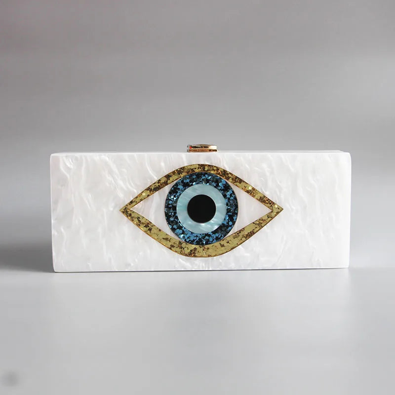 Handmade Pearl White Evil Eye Clutch Purse