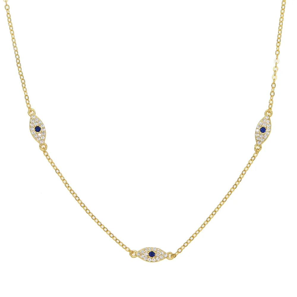 Sterling Silver Evil Eye Necklace- Gold