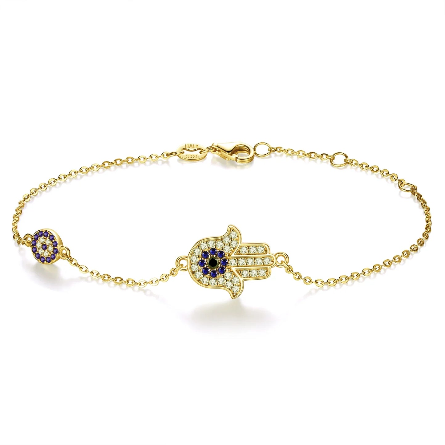 Hamsa & Evil Eye Bracelet - Yellow Gold