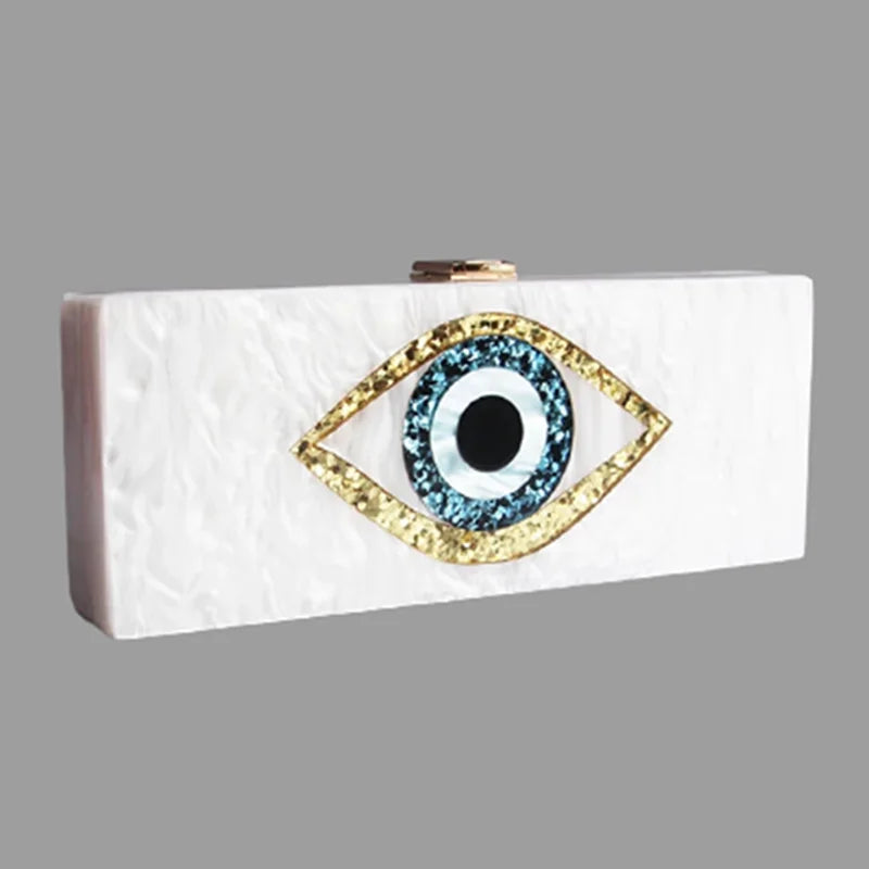 Handmade Pearl White Evil Eye Clutch Purse