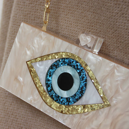 Handmade Pearlescent Evil Eye Handbag