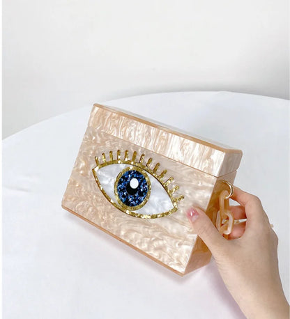 Evil Eye Acrylic Clutch Bag - Ivory