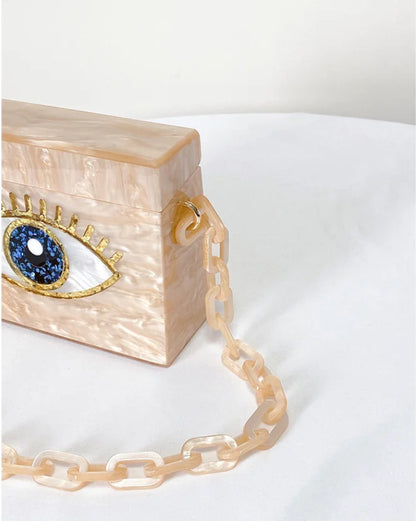 Evil Eye Acrylic Clutch Bag - Ivory