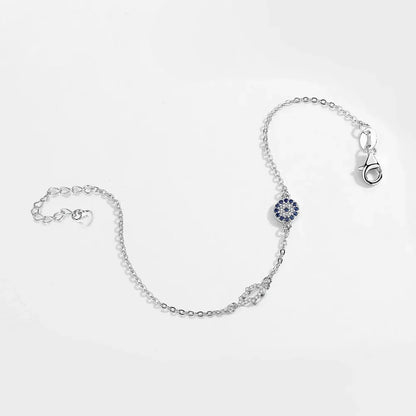 Lucky Evil Eye Hamsa Bracelet- White Gold