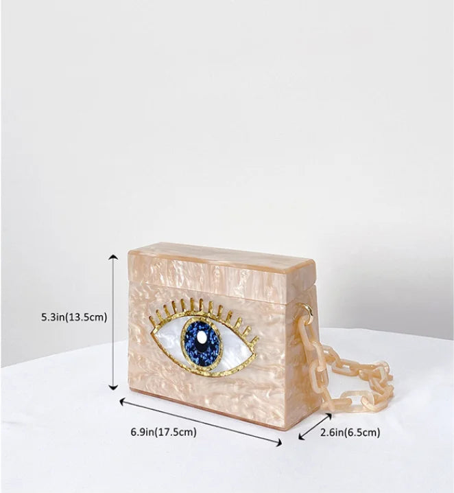 Evil Eye Acrylic Clutch Bag - Ivory