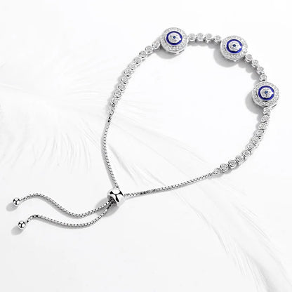 Evil Eye Crystal Bracelet- White Gold 925 Silver